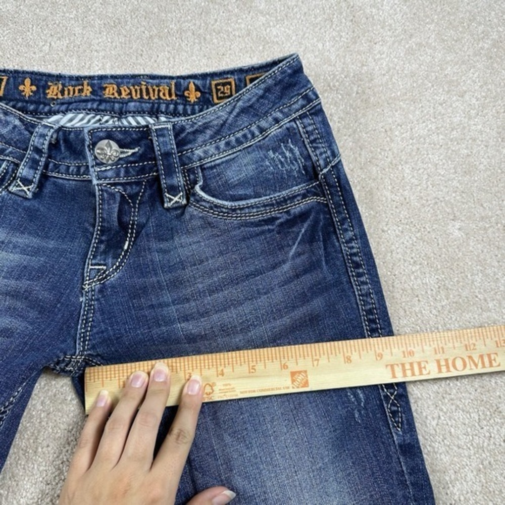 Rock Revival Capri Jeans Women 29 *28x19.5* Blue Denim Distressed - Picture 11 of 13